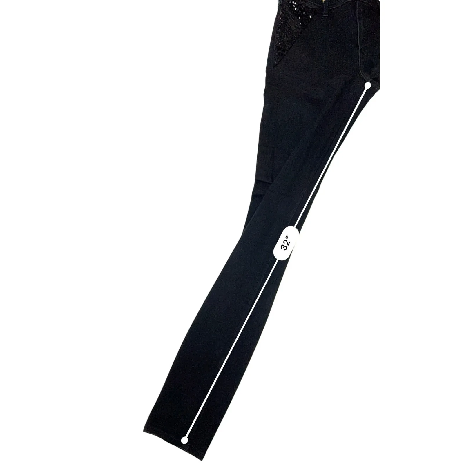 Express‎ Sequin Skinny Black Jeans Stretch Baddie Feminine NWOT 4 Tall Y2k - Image 3