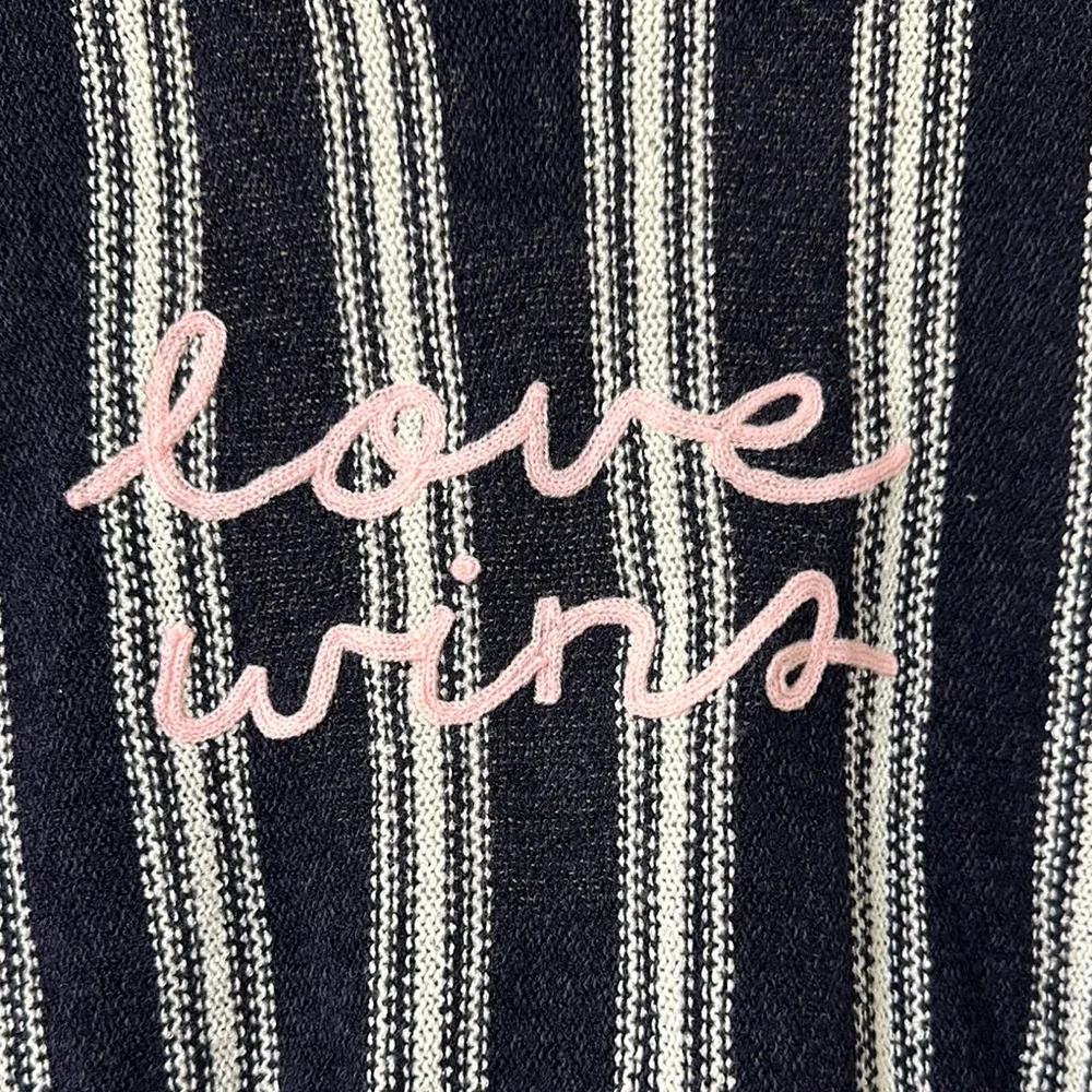 Express-Navy Blue and White Striped Wide Sleeve Sweater NWT - Image 5