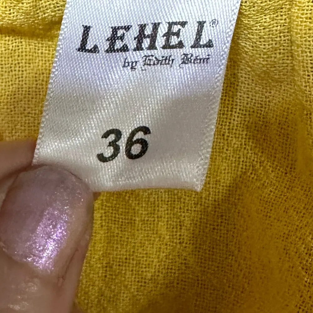 Floral Wide Sleeve Embroidered Yellow Tie Front Cotton Size 36 Euro or Small - Image 9