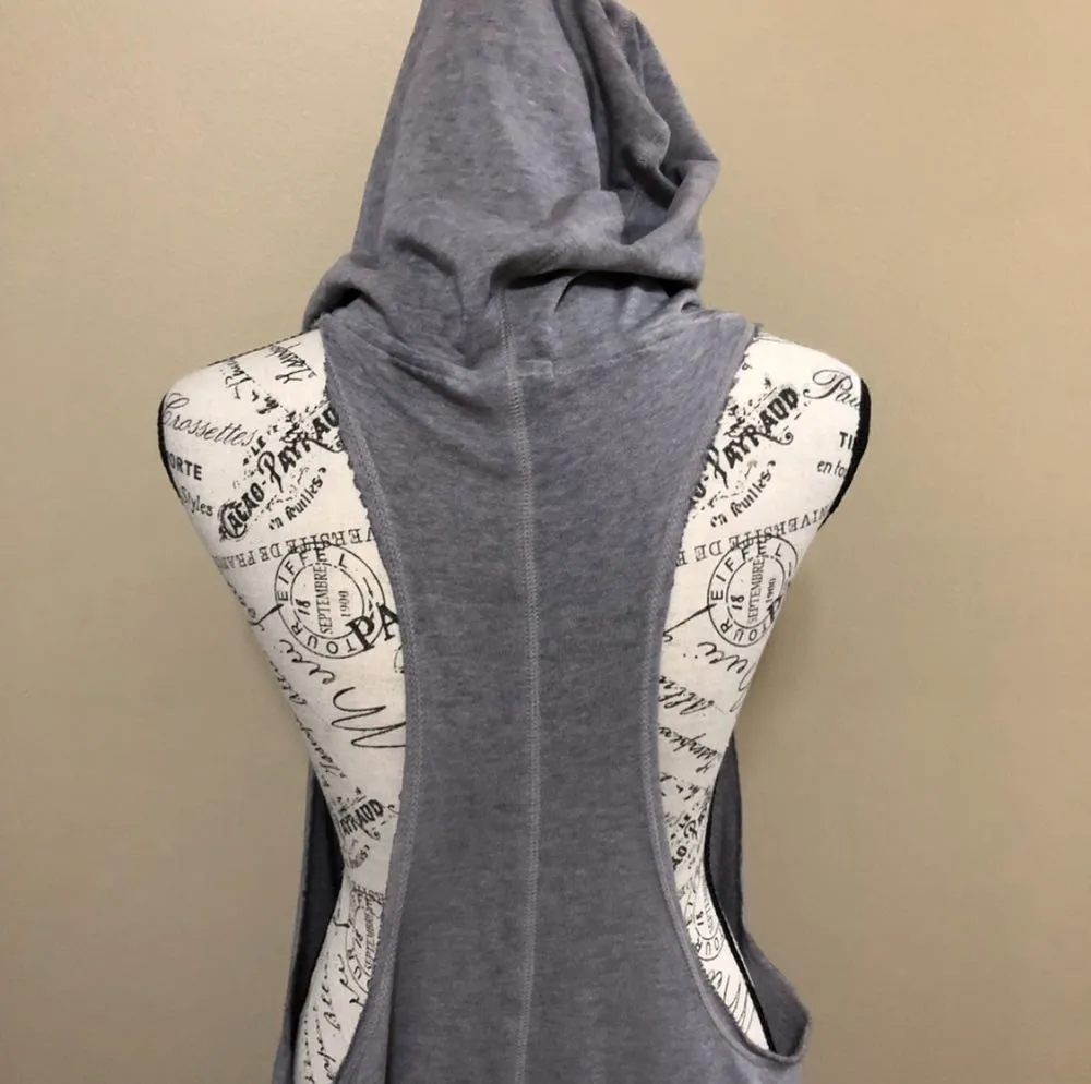 NWOT  Gray Sleeveless Hooded Cardigan L - Image 5