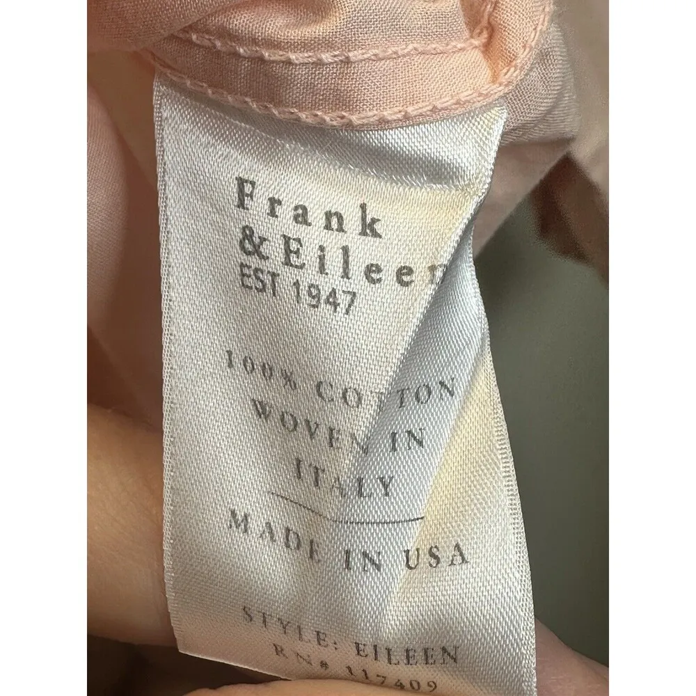Frank & Eileen EILEEN Relaxed Fit Casual Cotton Shirt in Pink Sea Size XS - Image 4