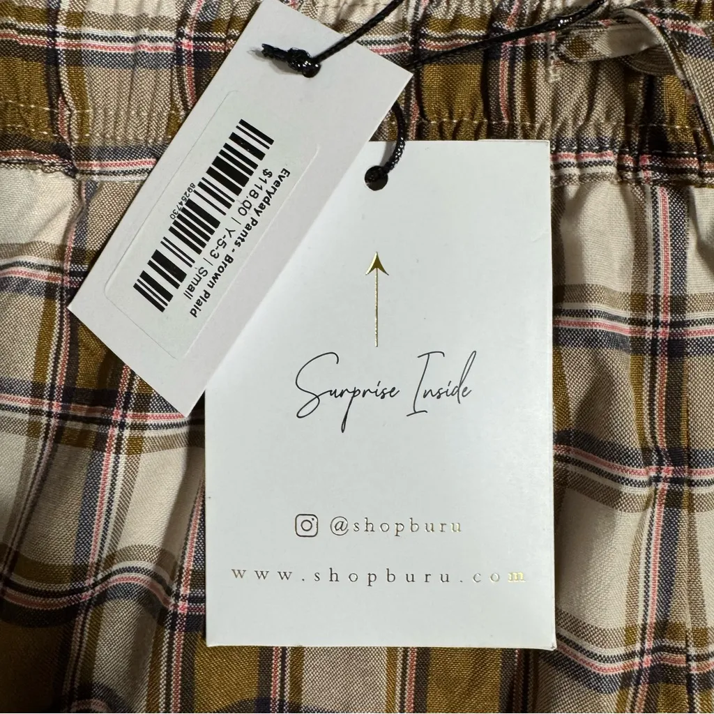 Buru Women’s Everyday Pants in Brown Plaid - Image 8