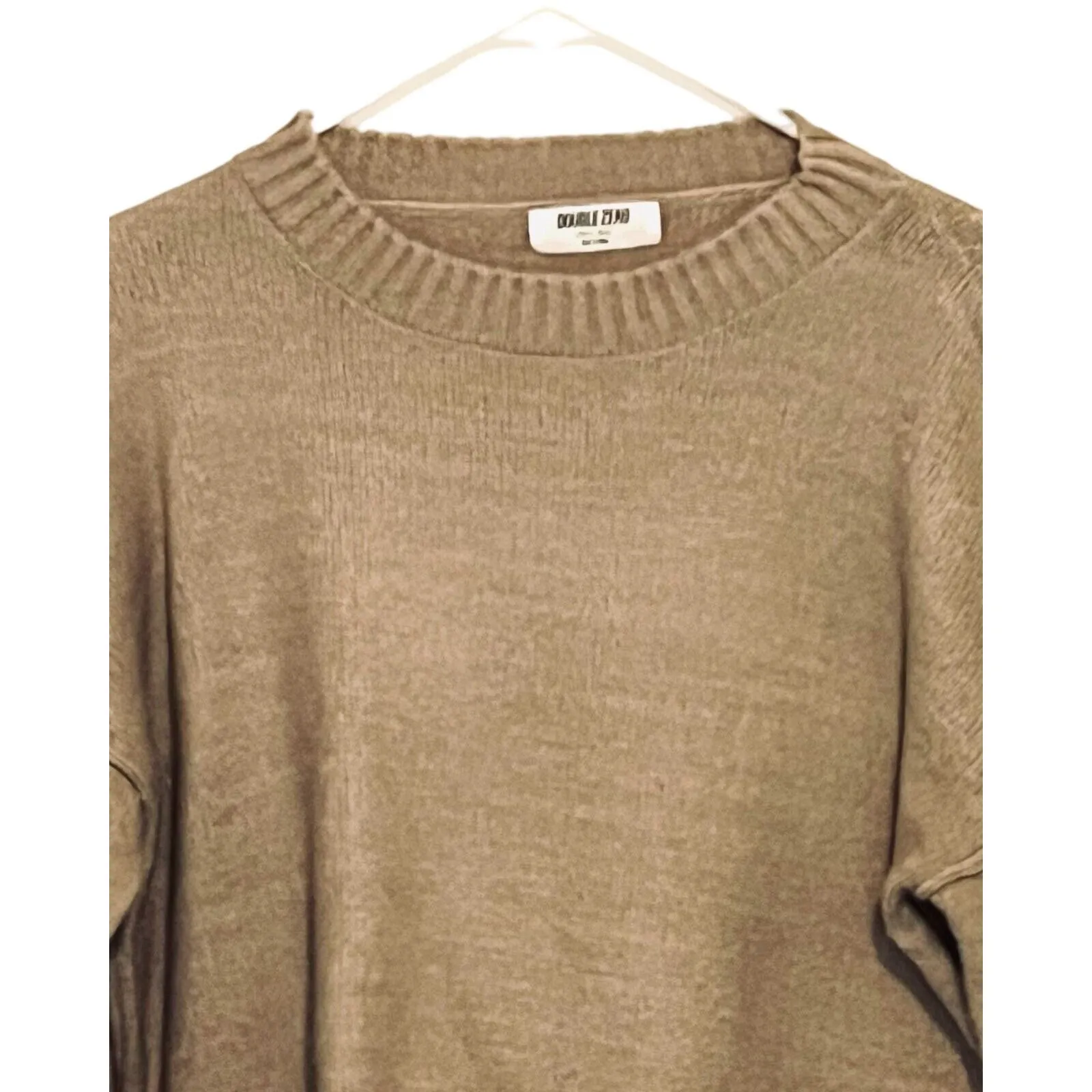 Double Zero Womens Pullover Sweater Size L Beige Long Sleeve Crew Neck Relaxed - Image 3