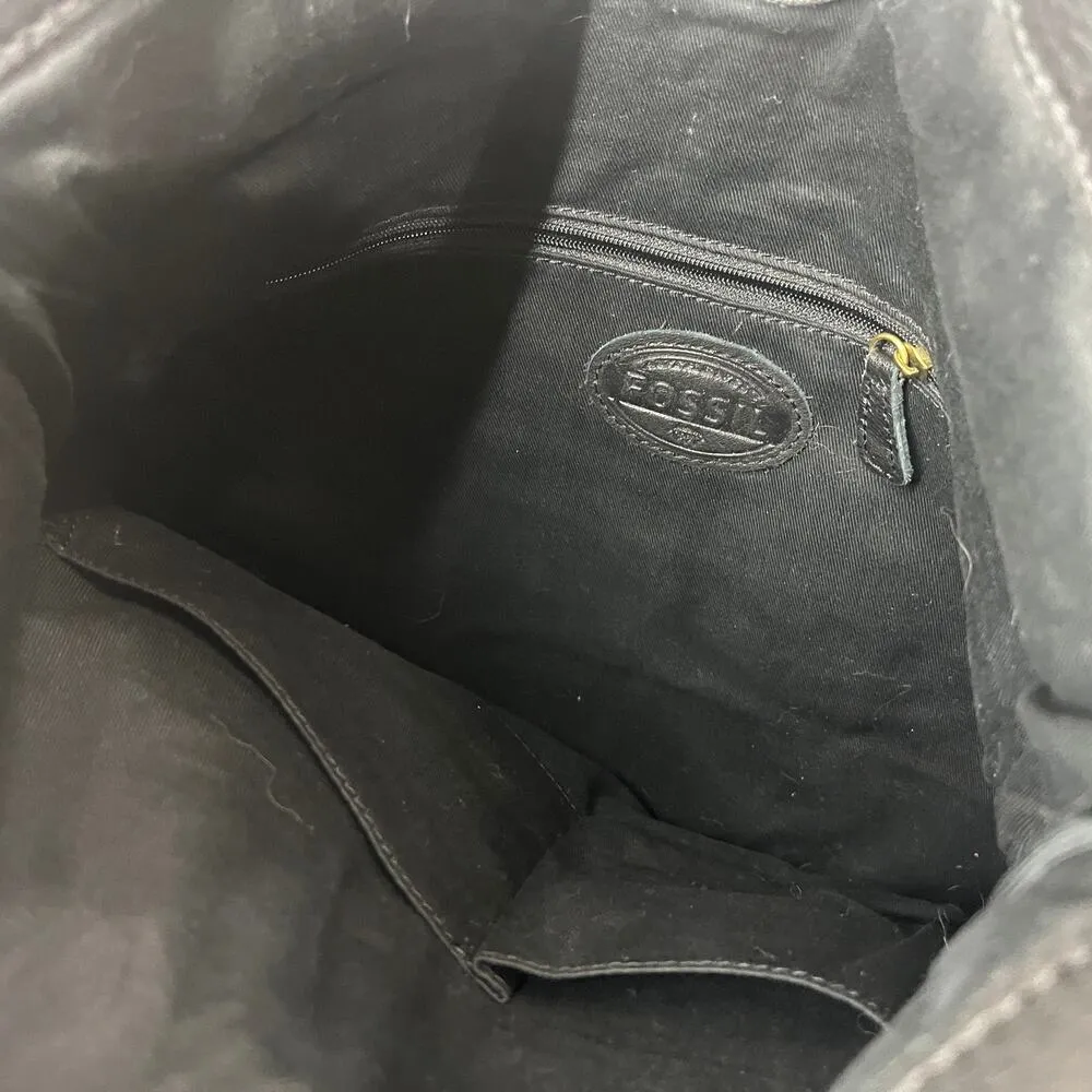 Fossil Women's Black Pebbled Leather Zipper Erin Tote Bag with Crossbody Strap - Image 4