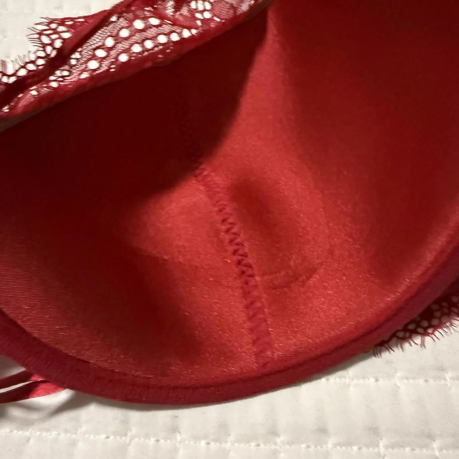 Cacique 40H Red Lace Lightly Lined French Balconette Bra Underwire - Image 4