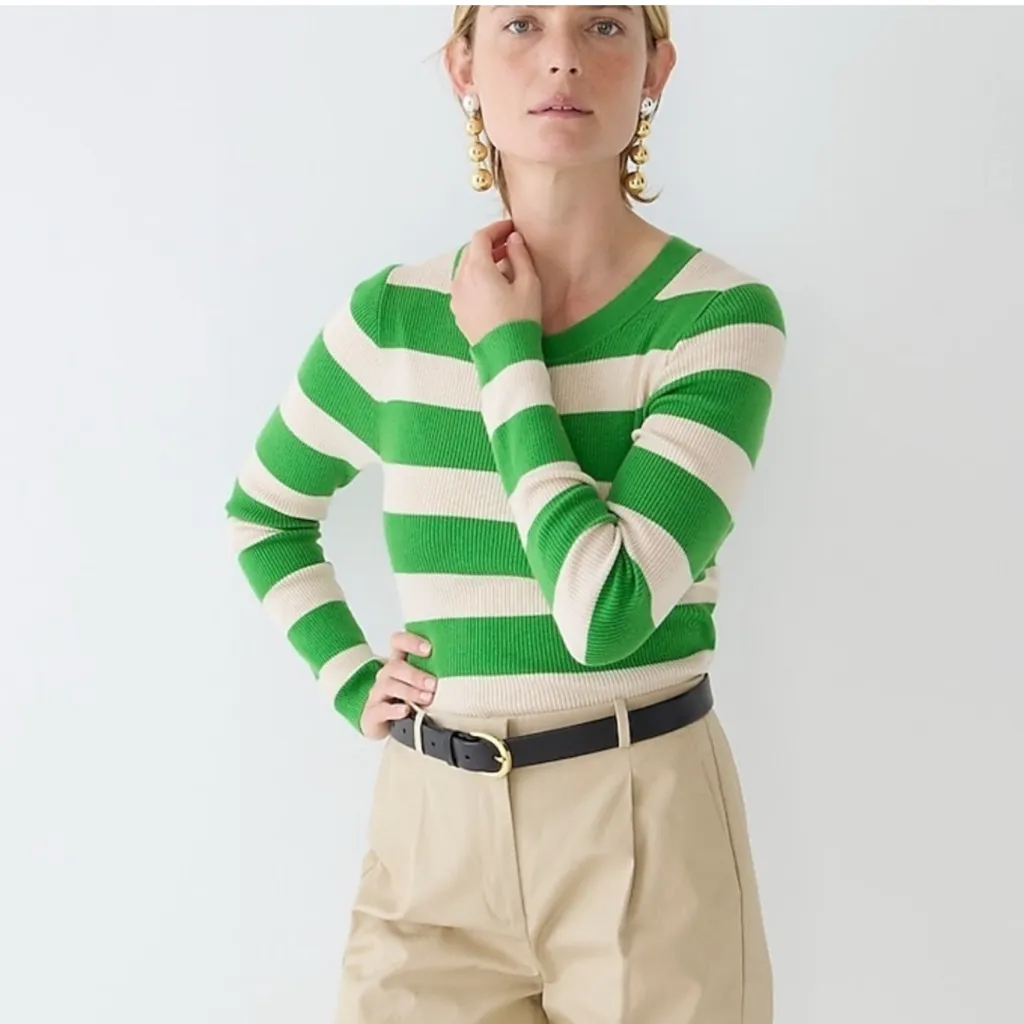 J. Crew Rugby Stripe Cropped Ribbed Sweater - Image 2