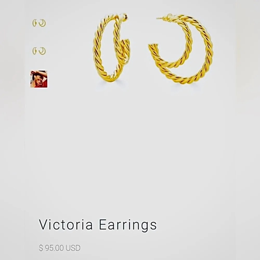 Rendor by REVOLVE - Victoria Double 1/2 Hoop Earrings | NWT & Pouch - 18k Plated - Image 3