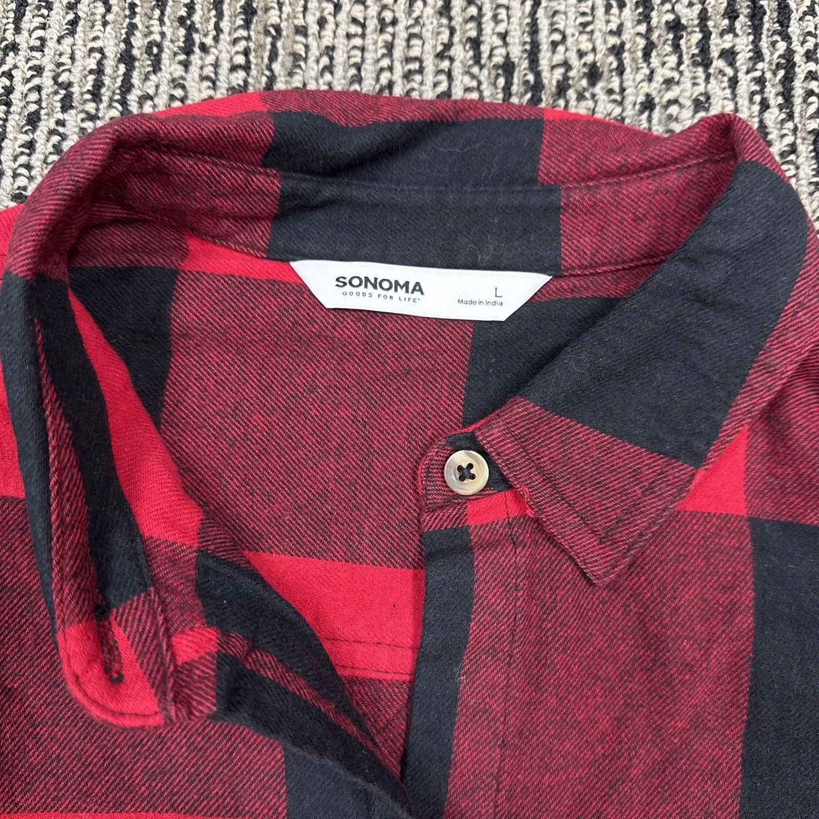 Sonoma Long Sleeve Flannel Shirt Blouses Red Black Buffalo Check New Sz L - Image 15
