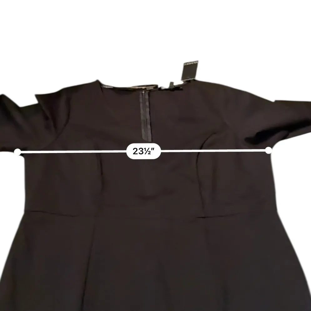 Eloquii NWT Belted Sheath Dress Women's Size 20 Black V-Neck 3/4 Sleeve Workwear - Image 5