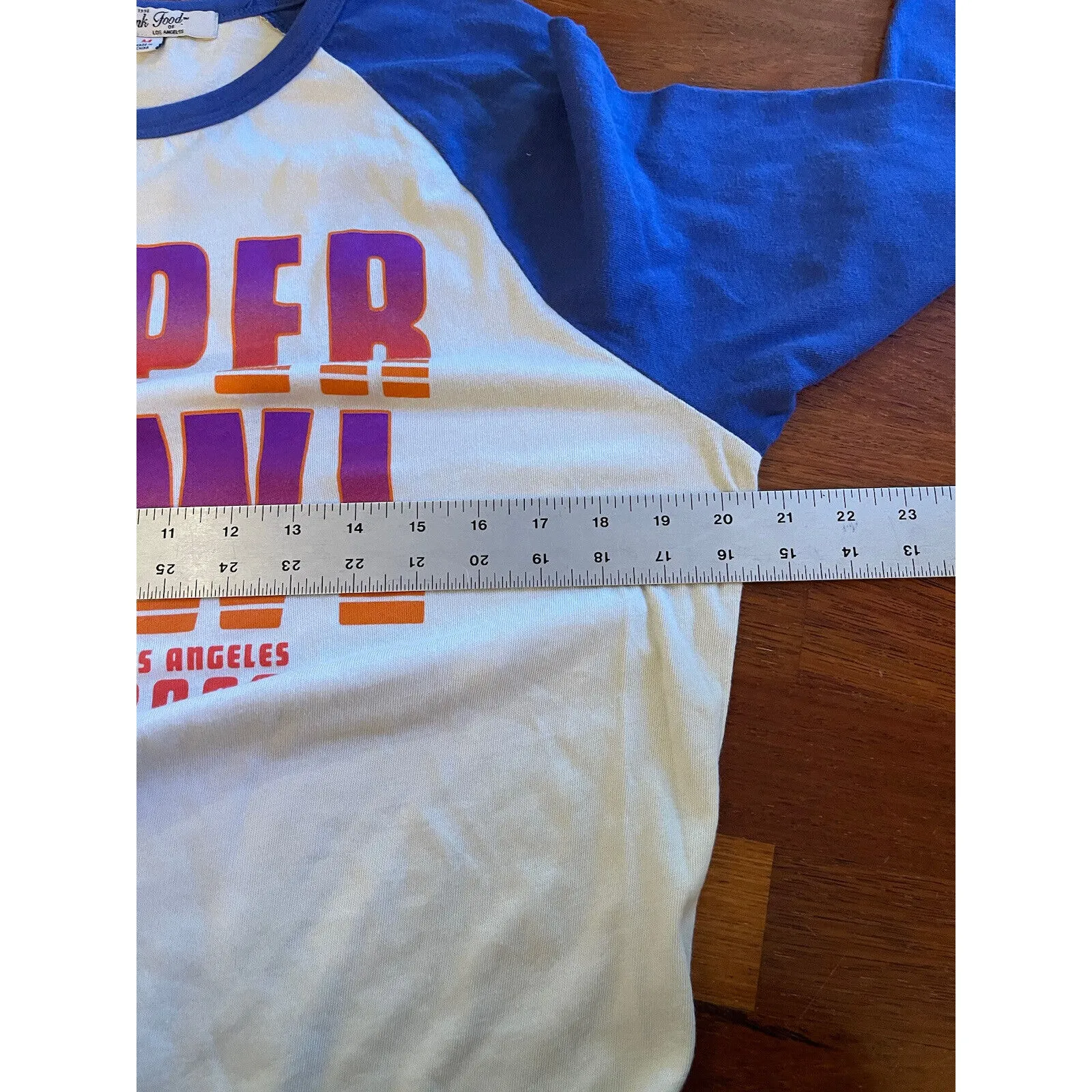 Super Bowl 2022 Shirt Junk Food Graphic NFL Baseball Style Womens Medium - Image 6