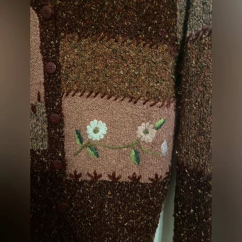 NorthCrest Floral Button Up Cardigan Red Size M - Image 4