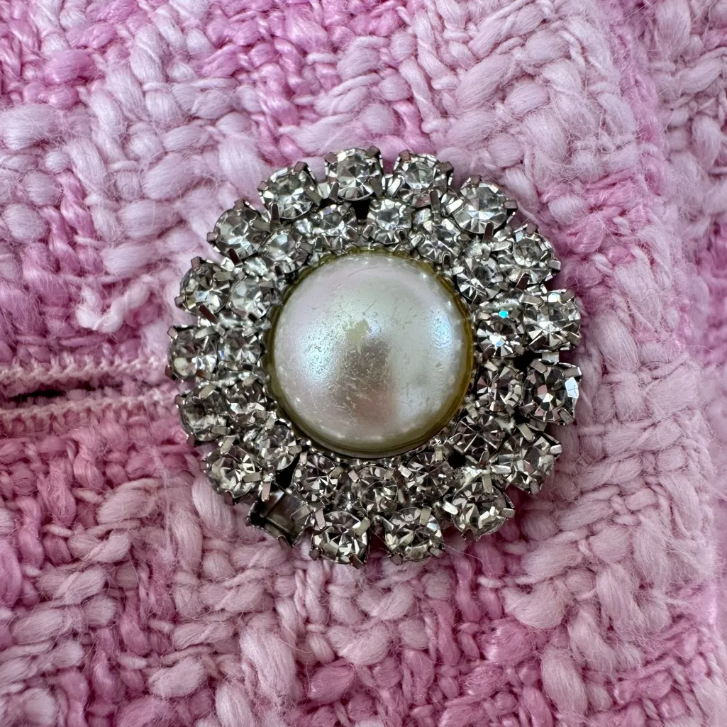 Zara Pink Tweed Houndstooth Cropped Blazer Jacket size Small $89 - Image 7