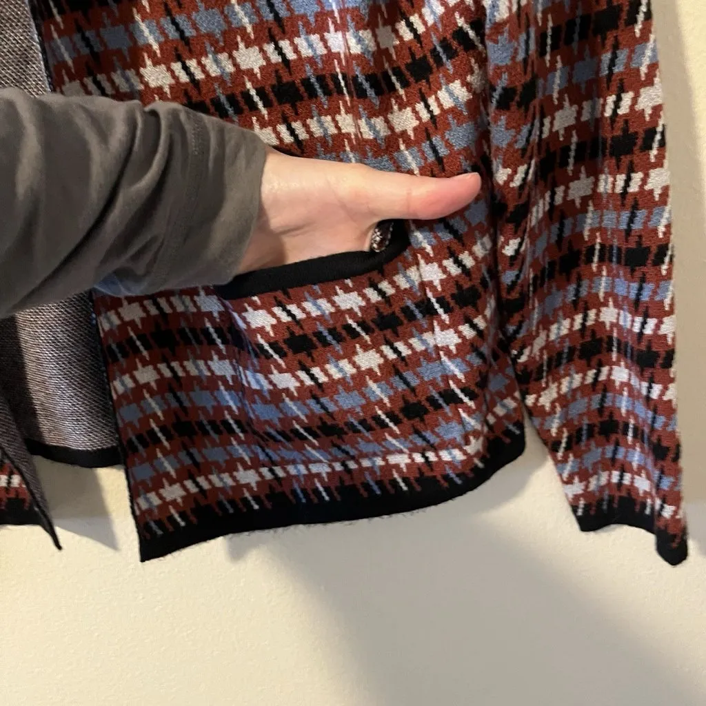 Tahari Blazer Cardigan Sweater Houndstooth Color Career Business Preppy Academia - Image 3