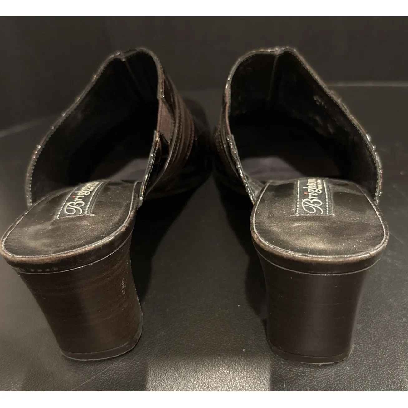 Brighton Tudor Womens 9 M Crocodile Embossed Leather Mules Buckle Preppy Italy - Image 3