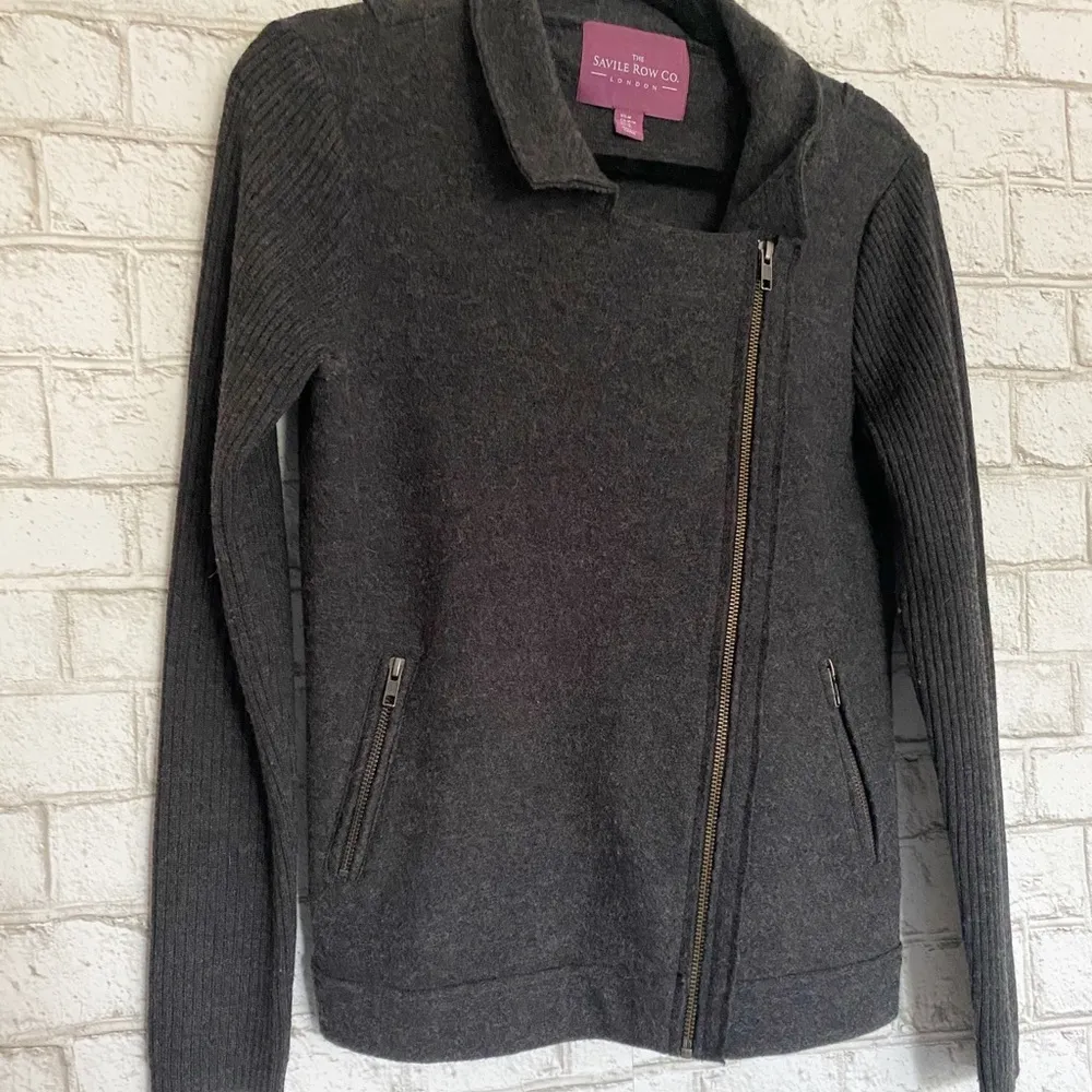 The Saville Row Co. Wool Moto Jacket Size Medium Gray - Image 2