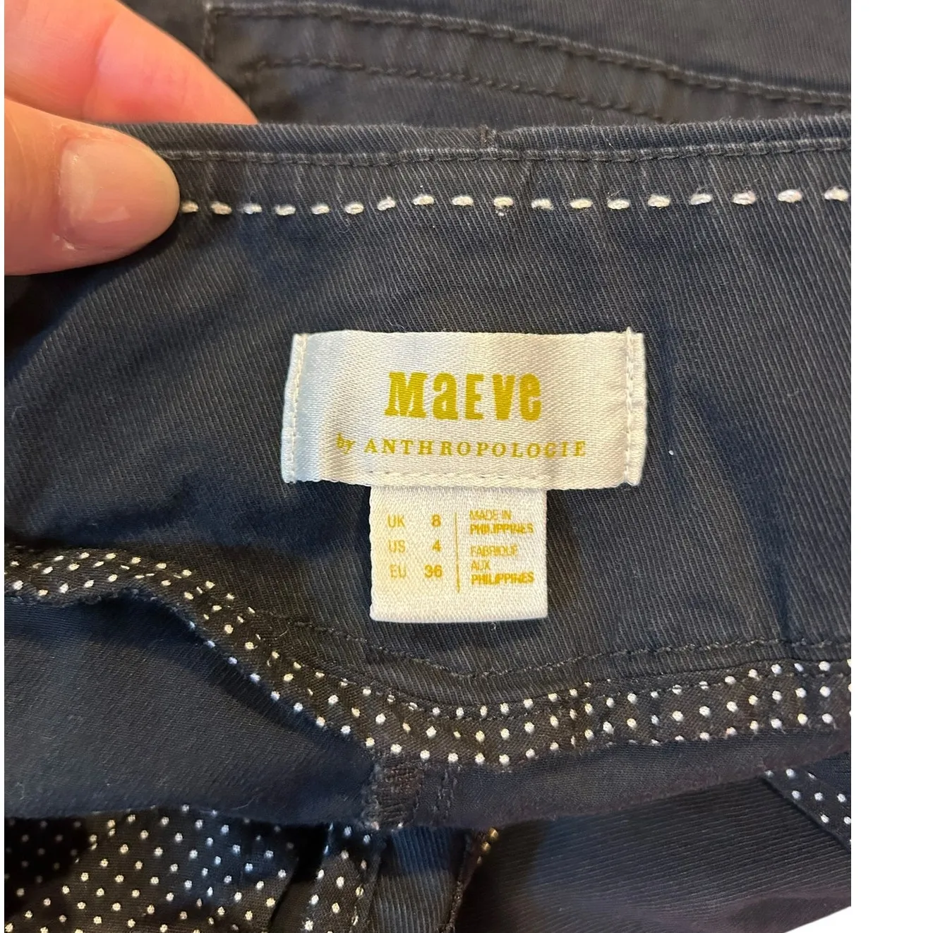 ANTHROPOLOGIE MAEVE Women's Pants Size 4 Black Stretch Chino High Rise - Image 2