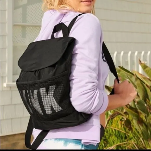 Pink By Victoria’s Secret Black Mesh Mini … - Image 2