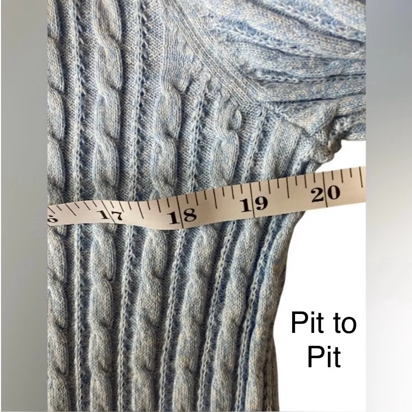 Tommy Hilfiger Women’s Large Light Blue Cable Knit Button Cotton Preppy Cardigan - Image 6