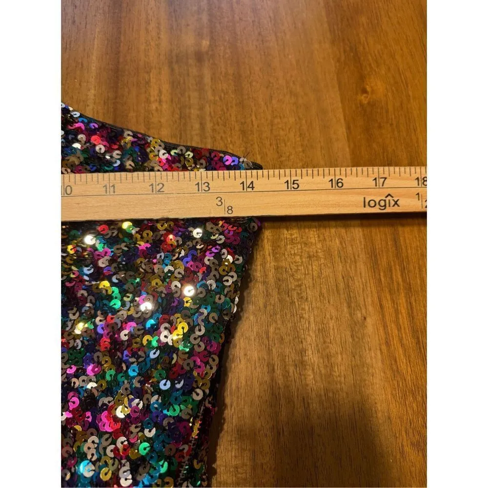 Women’s Sequin One Shoulder Cocktail Party Mini Dress Size XS Stretchy - Image 5