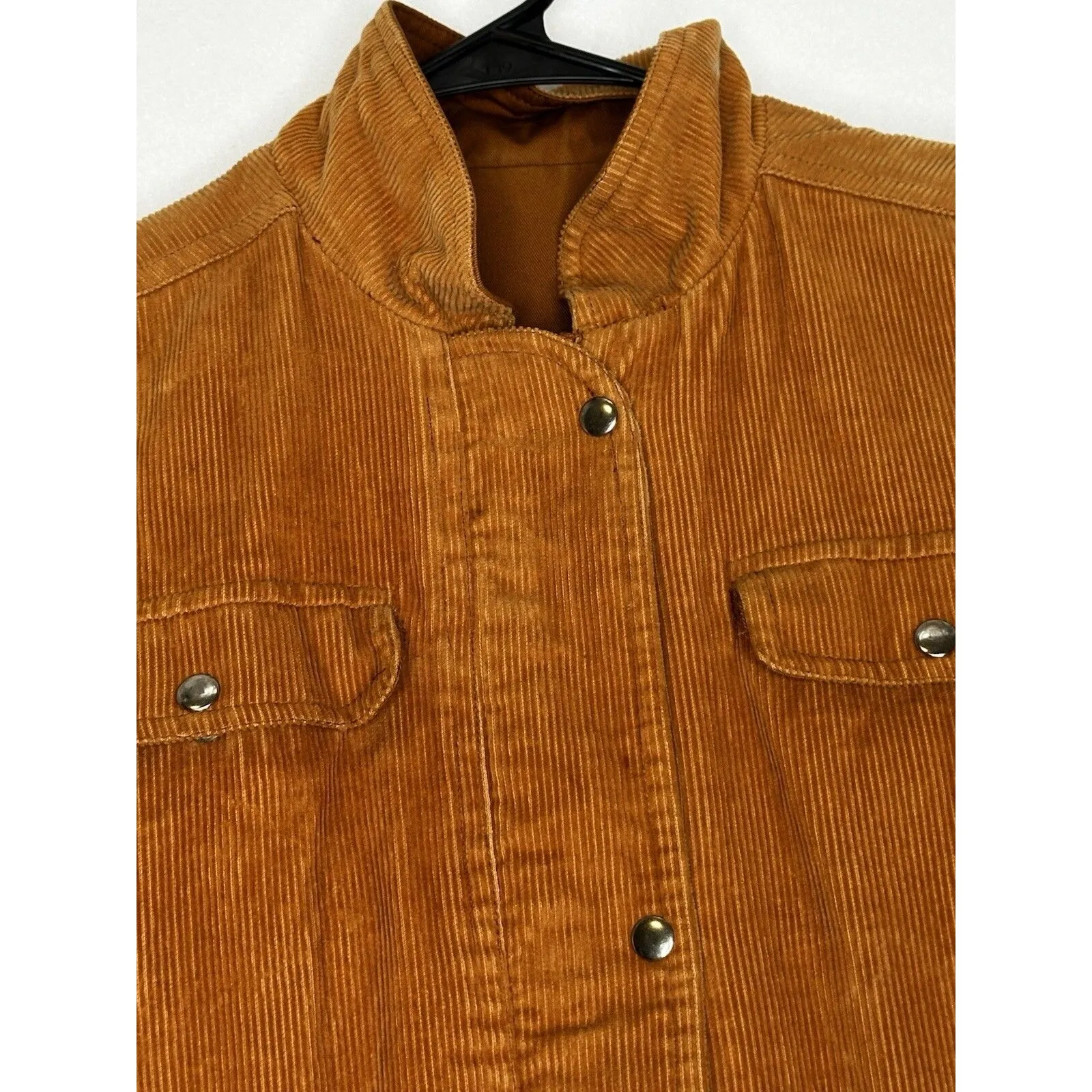 Corduroy Vest Women's Small brown Vintage‎ Snap Zip Sleeveless Cotton - Image 2