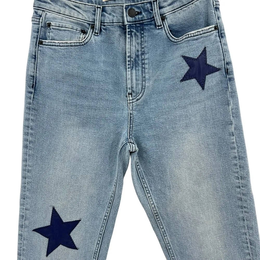 Unemployed Denim Starry Night Jeans Medium Wash Navy Blue Stars Size 27 - Image 7