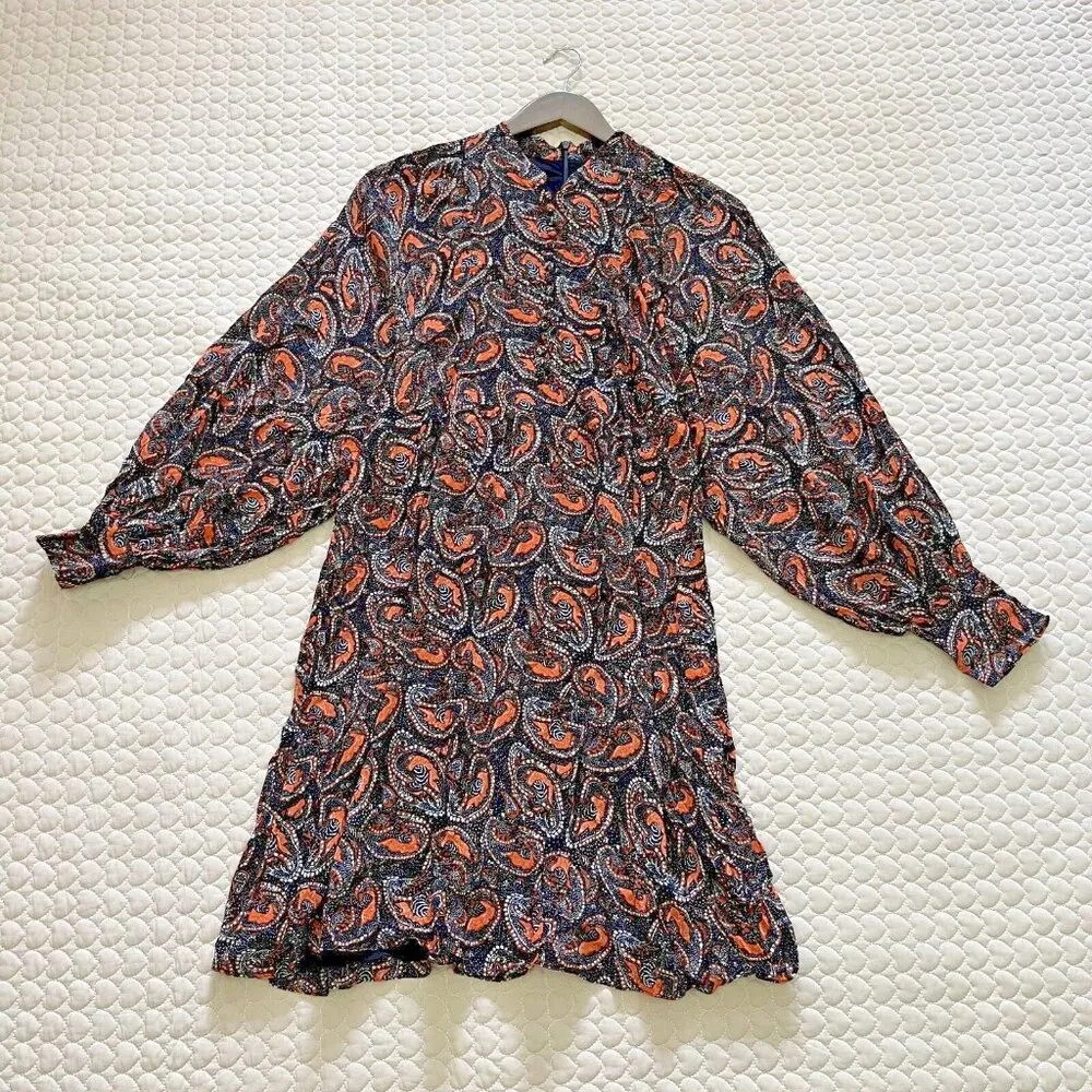 $420 NWOT ANTIK BATIK Otto Gathered Printed Crepe Mini Dress Crepe Autumn Size S Black - Image 4