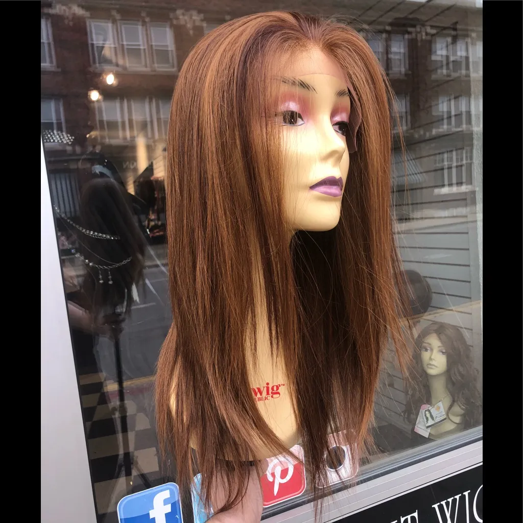Copper brown Long Freepart Wig Swisslace lacefront - Image 5