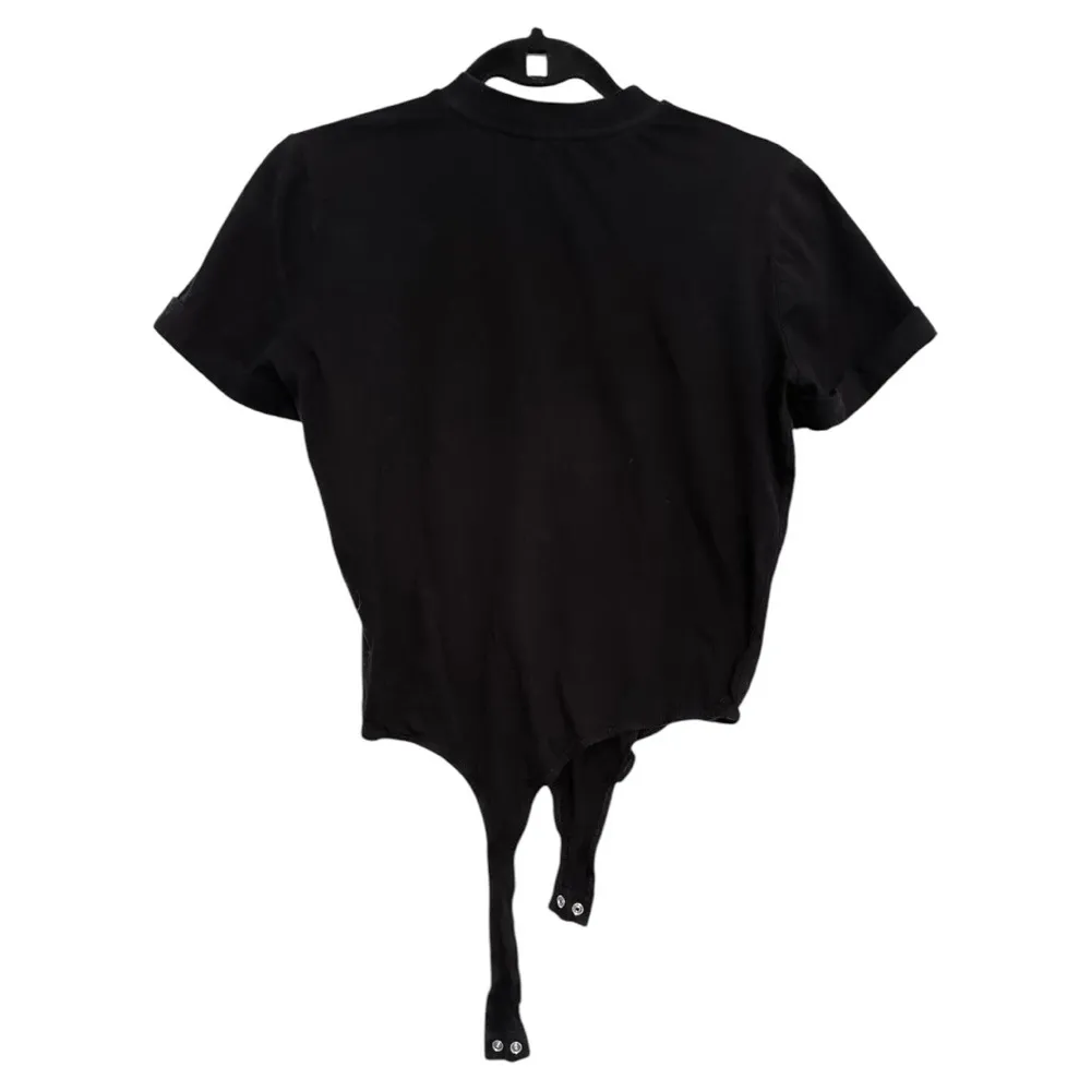 Black Short Sleeve Body Suit T-Shirt Tee Stretch Womens Small - Image 2