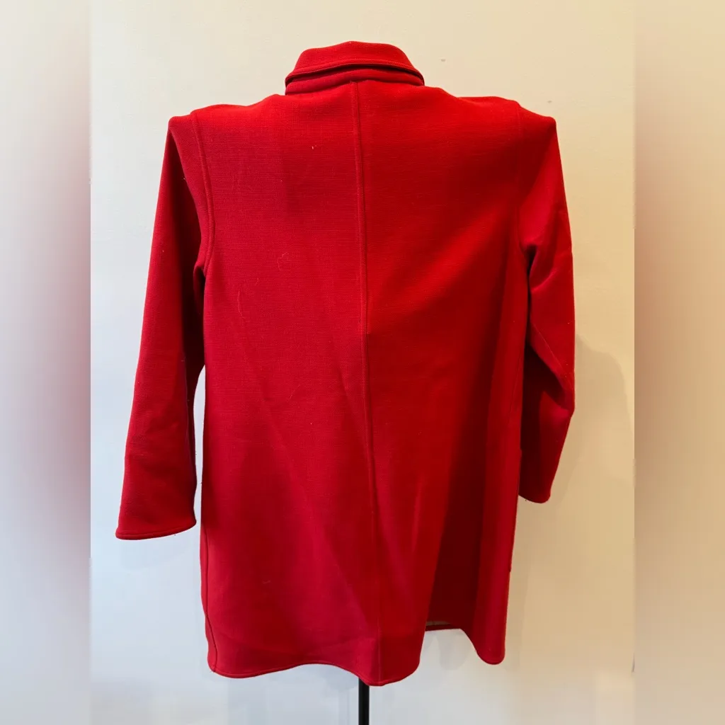 Worth Petite Sz 14 Women’s Red Collared Lightweight Gold Snap Preppy Button Coat - Image 4