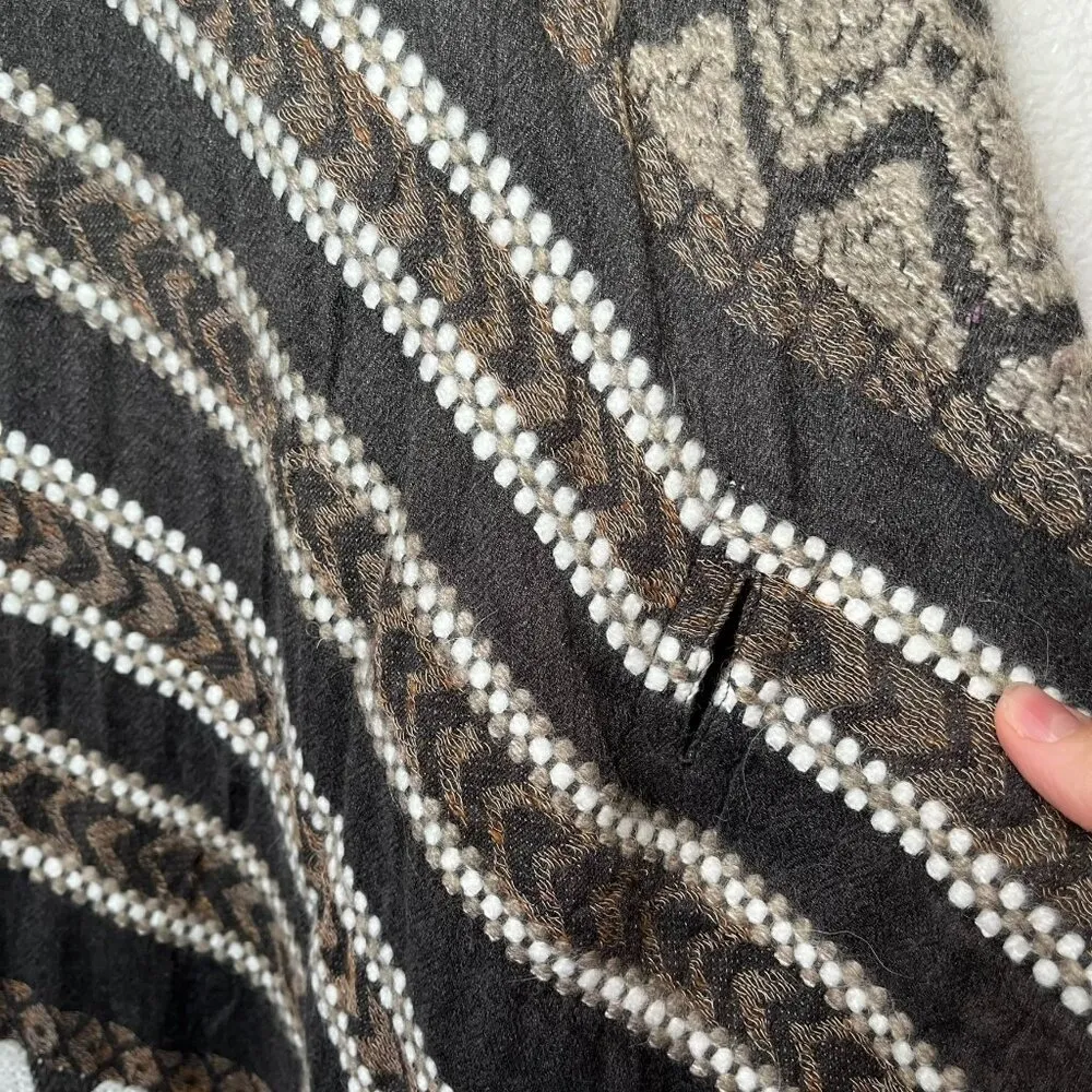 Lucky Brand Open-Front Knit Kimono Cardigan Shawl boho  Fringe Hem One Size - Image 6