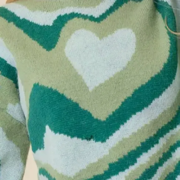 ALLUV PLACE RETRO HEART WAVE
SWEATER M Green Size M - Image 8