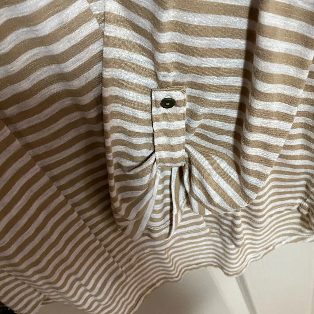 Faded Glory Beige Striped Button-Down Shirt - Image 4