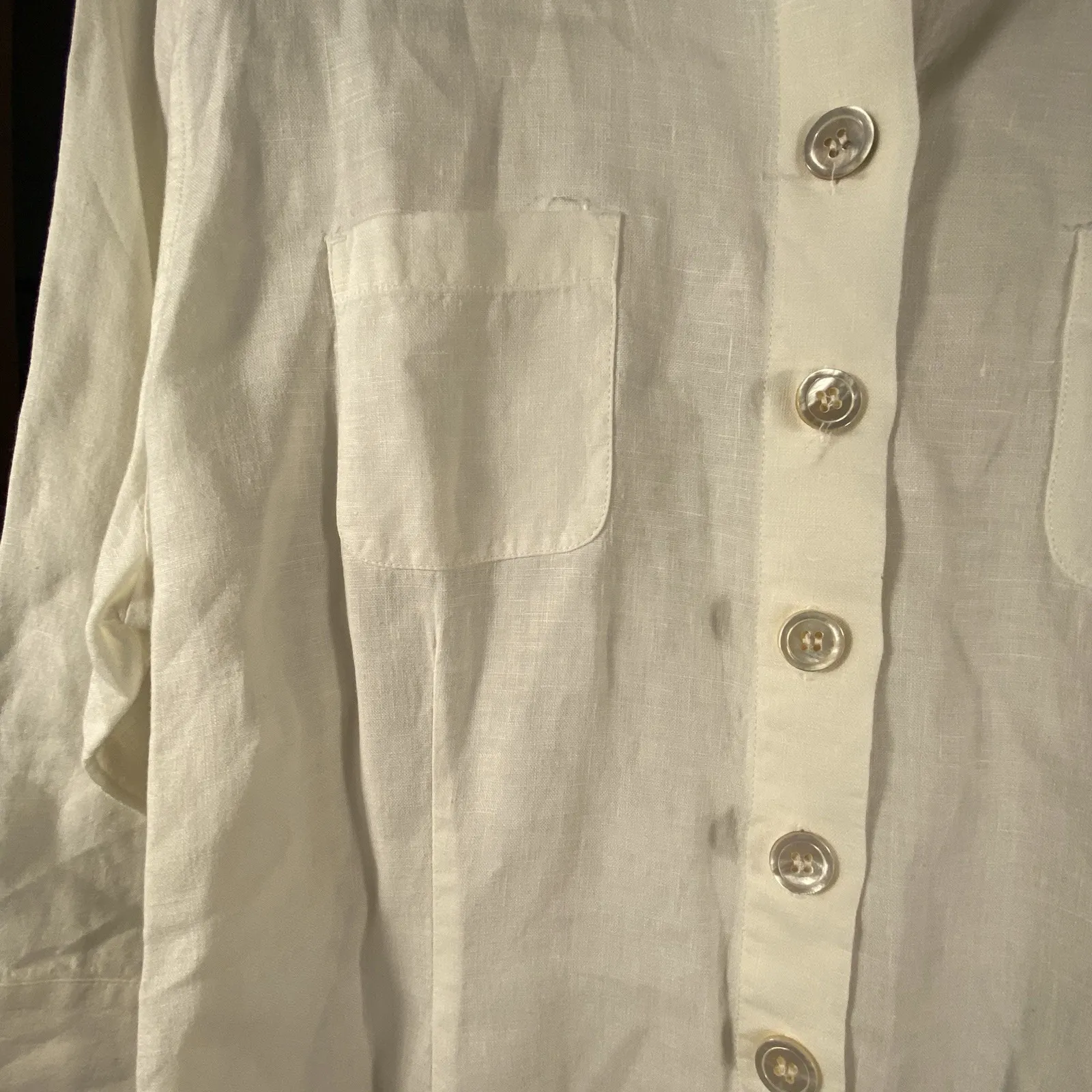 J Jill Jacket Tunic Large Petite White Linen Button‎ Up Pockets Shacket Coastal Size undefined - Image 7