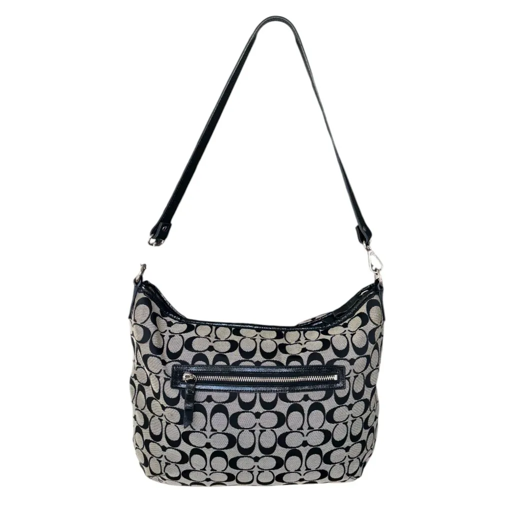 COACH Signature Monogram Handbag Grey Black Canvas Purse F29941 - Image 4