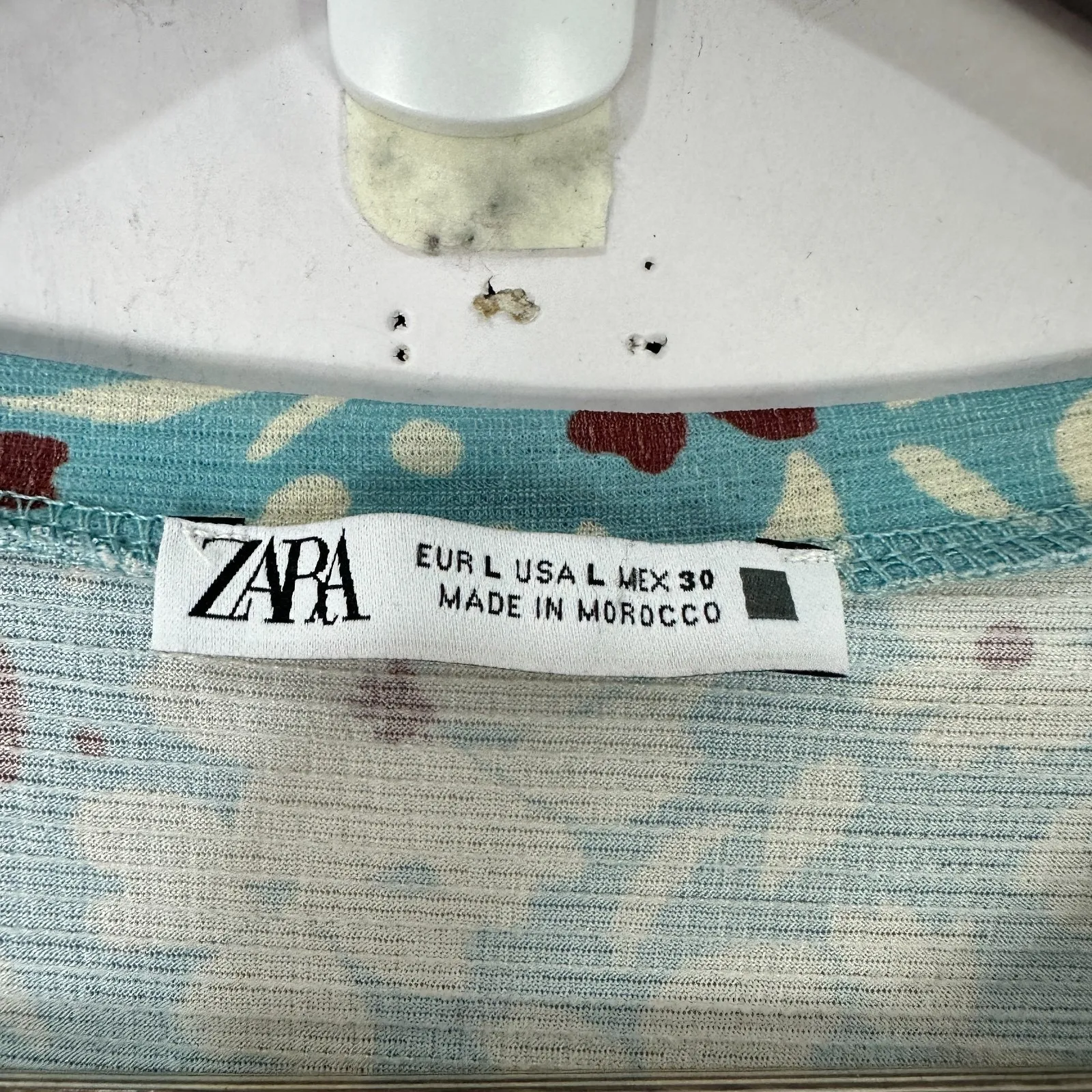 Zara Blue Floral Midi Dress Women Large Long Sleeve Peasant Prairie Boho Cottage - Image 2