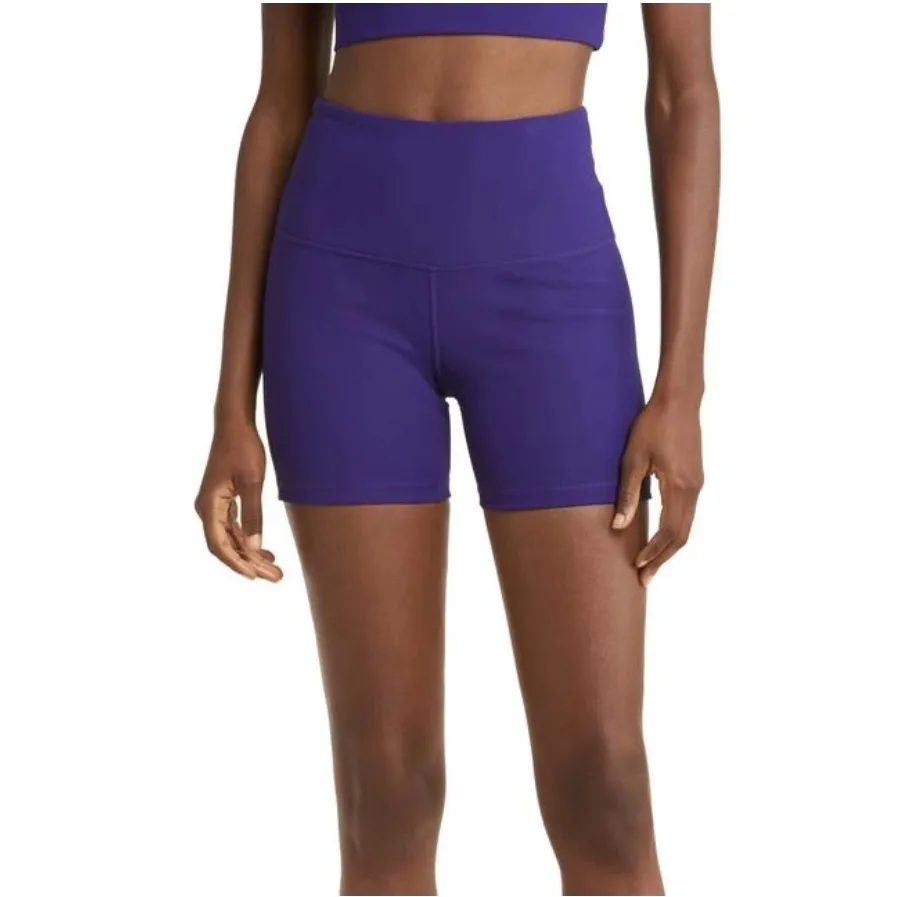 NEW Zella Luxe Rib High Waist Bike Shorts Purple - Image 7