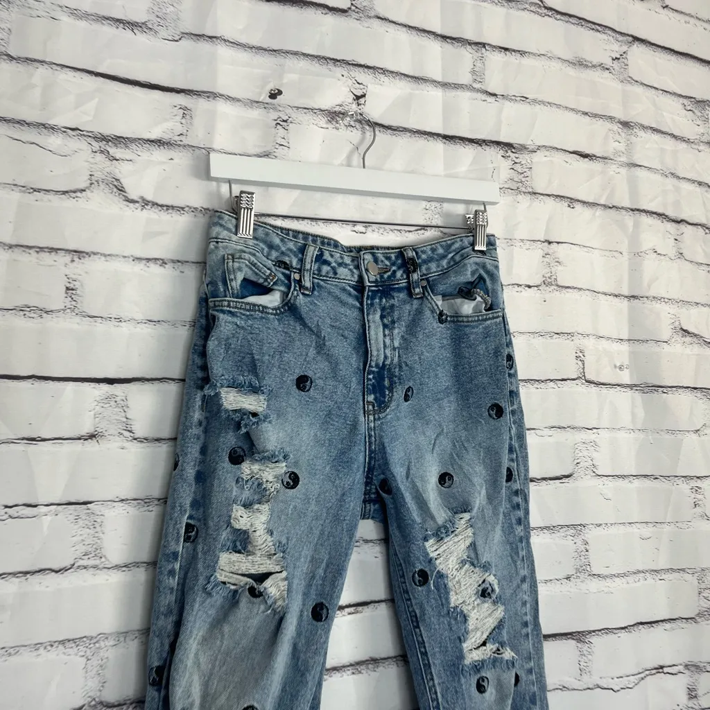 Tinseltown Skinny Jeans High Rise Distressed Light Wash Women’s 7 Yin-Yang Y2K - Image 3