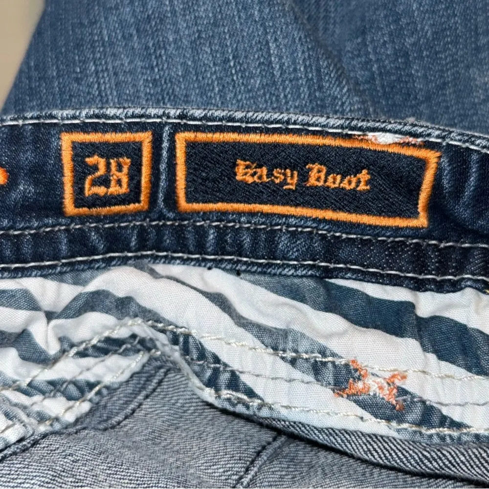 Rock Revival Anzelie Easy Boot Women Size 28 Thick Stitch Embroidered Blue Jeans - Image 9