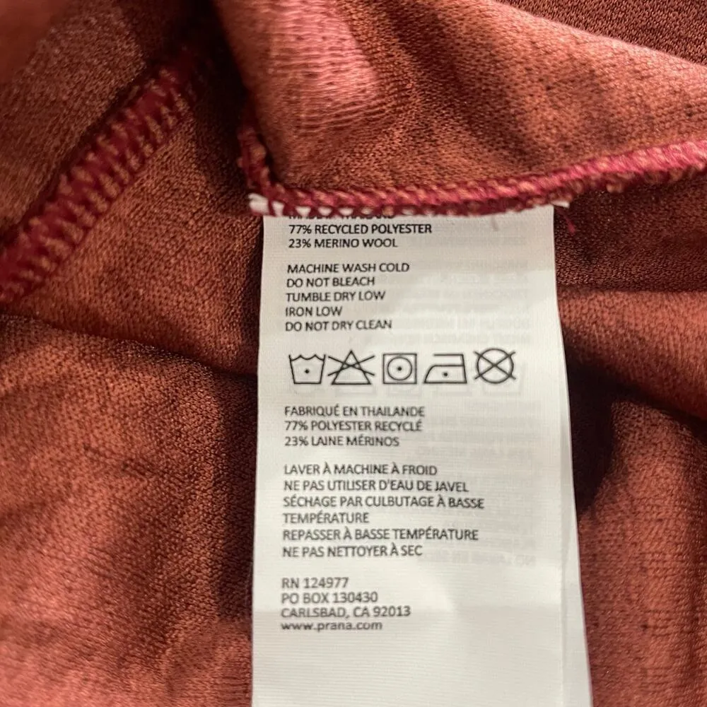 Prana Burgundy Long Sleeve Half Zip Wool Wensley Top Size S - Image 8