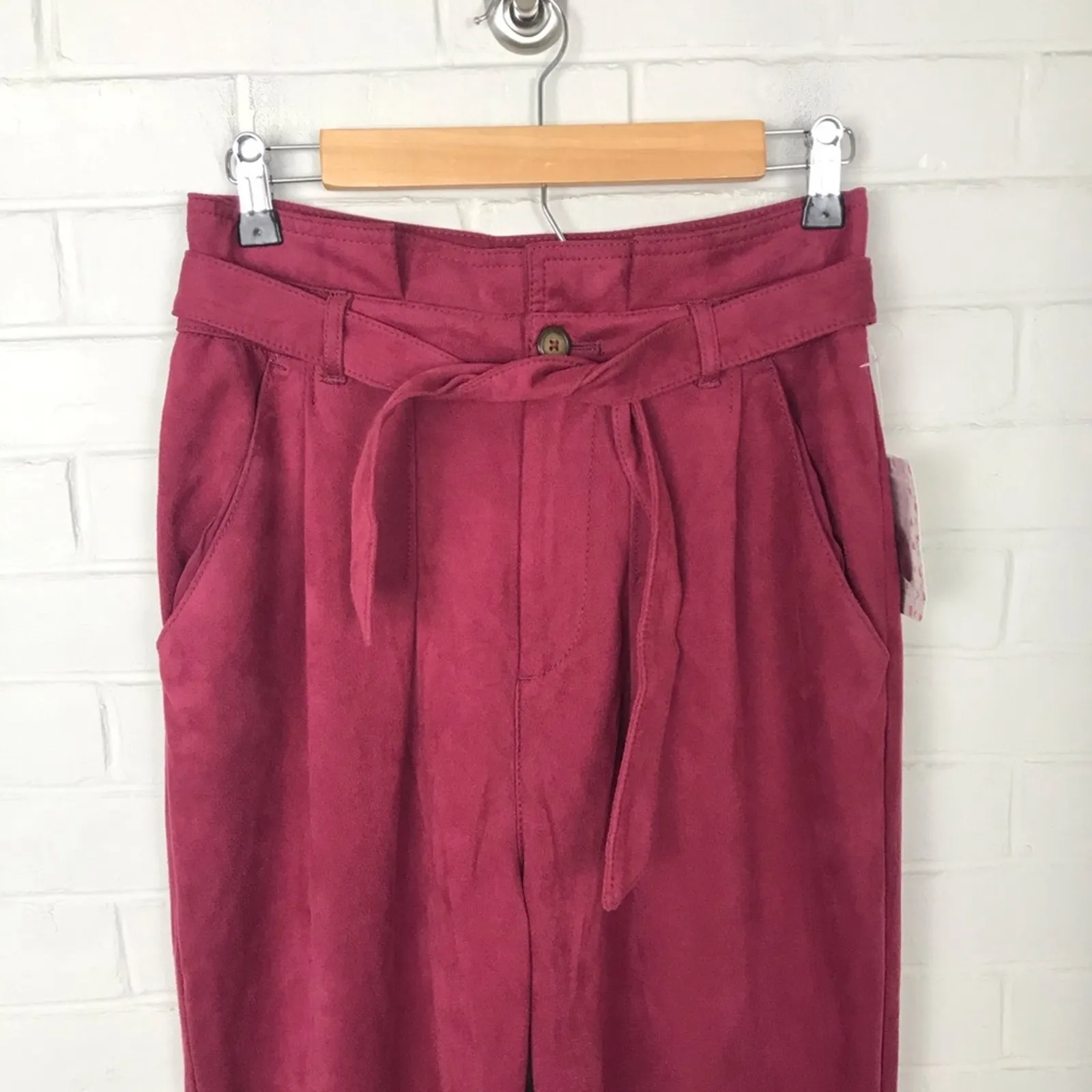 Free People NWT Nightfall Vegan Suede Paperbag Waist Cropped Pants Size 2 - Image 9