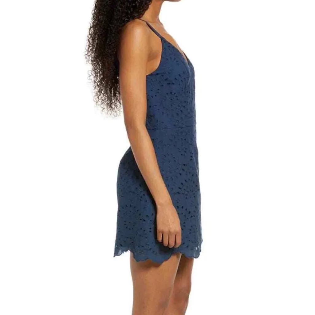 Speechless Navy Blue Eyelet Lace Mini Dress • Size 5 - Image 2