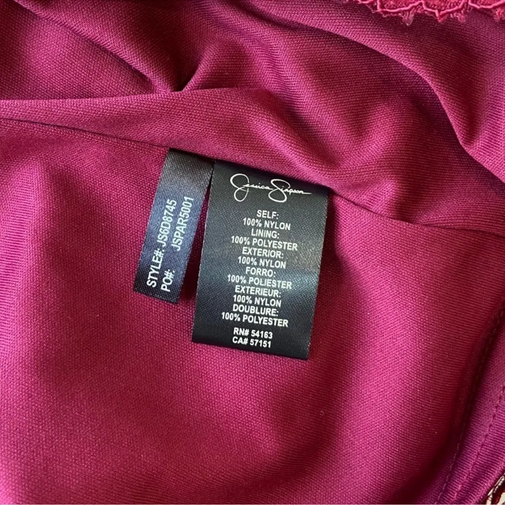 JESSICA SIMPSON Red Lace Dress 3/4 Sleeve Size 6 - Image 8