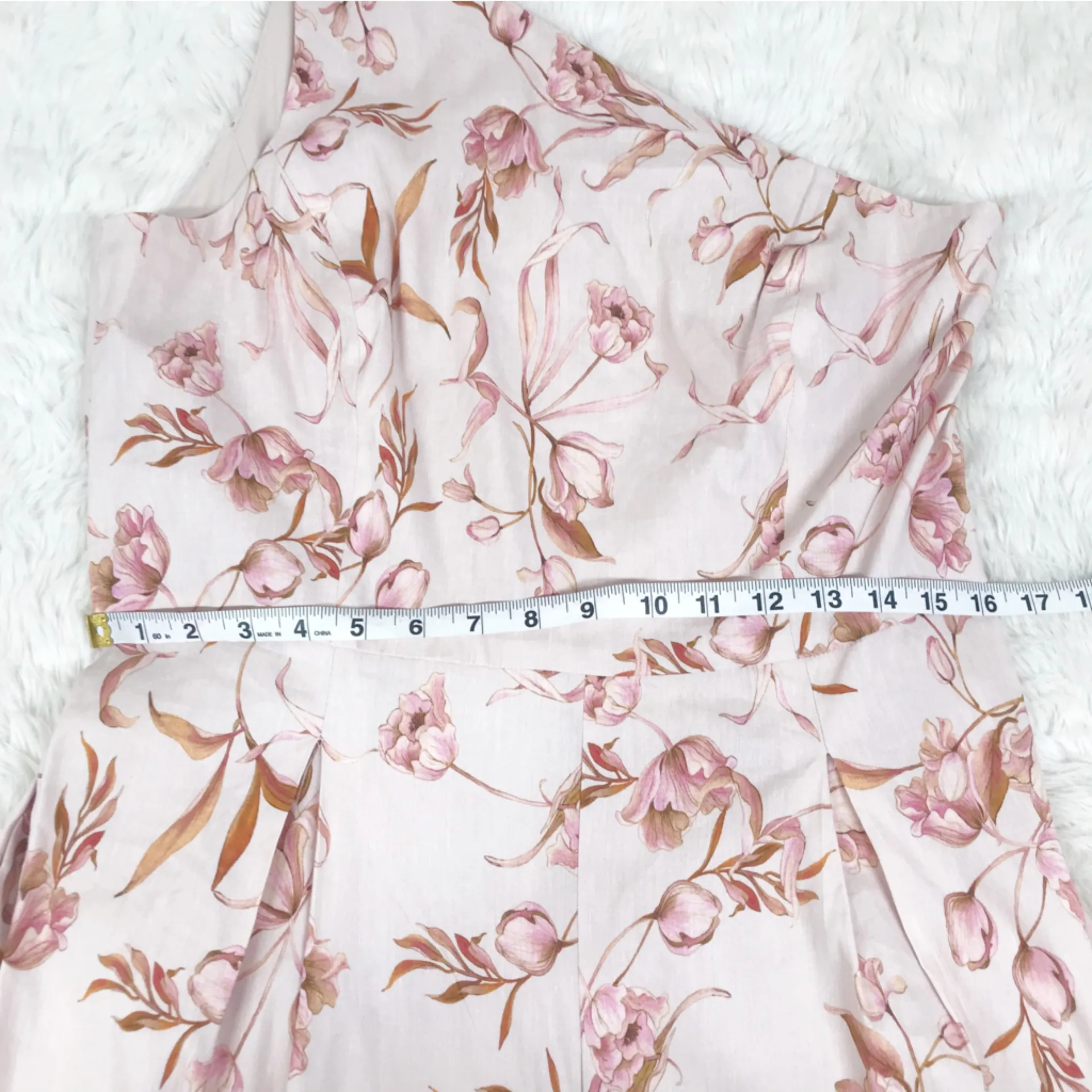 ANTONIO MELANI Pink Floral One Shoulder Jumpsuit Linen Blend Belted Size 12 New‎ - Image 11