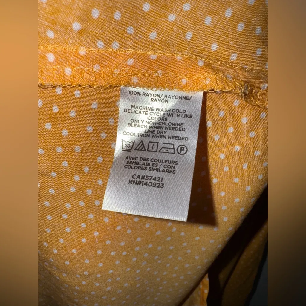 NWT Loft Outlet Orange White Polka Dot Flowy Button Down Dress Size 12‎ - Image 4