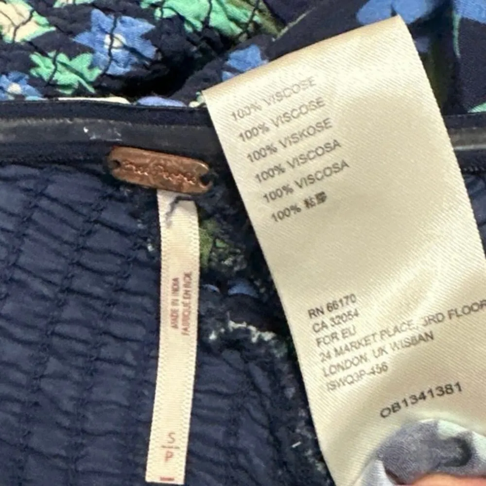 Free People Little Of Your Love Blue Floral Sleeveless Wide Leg Cami Jumpsuit S - Image 5