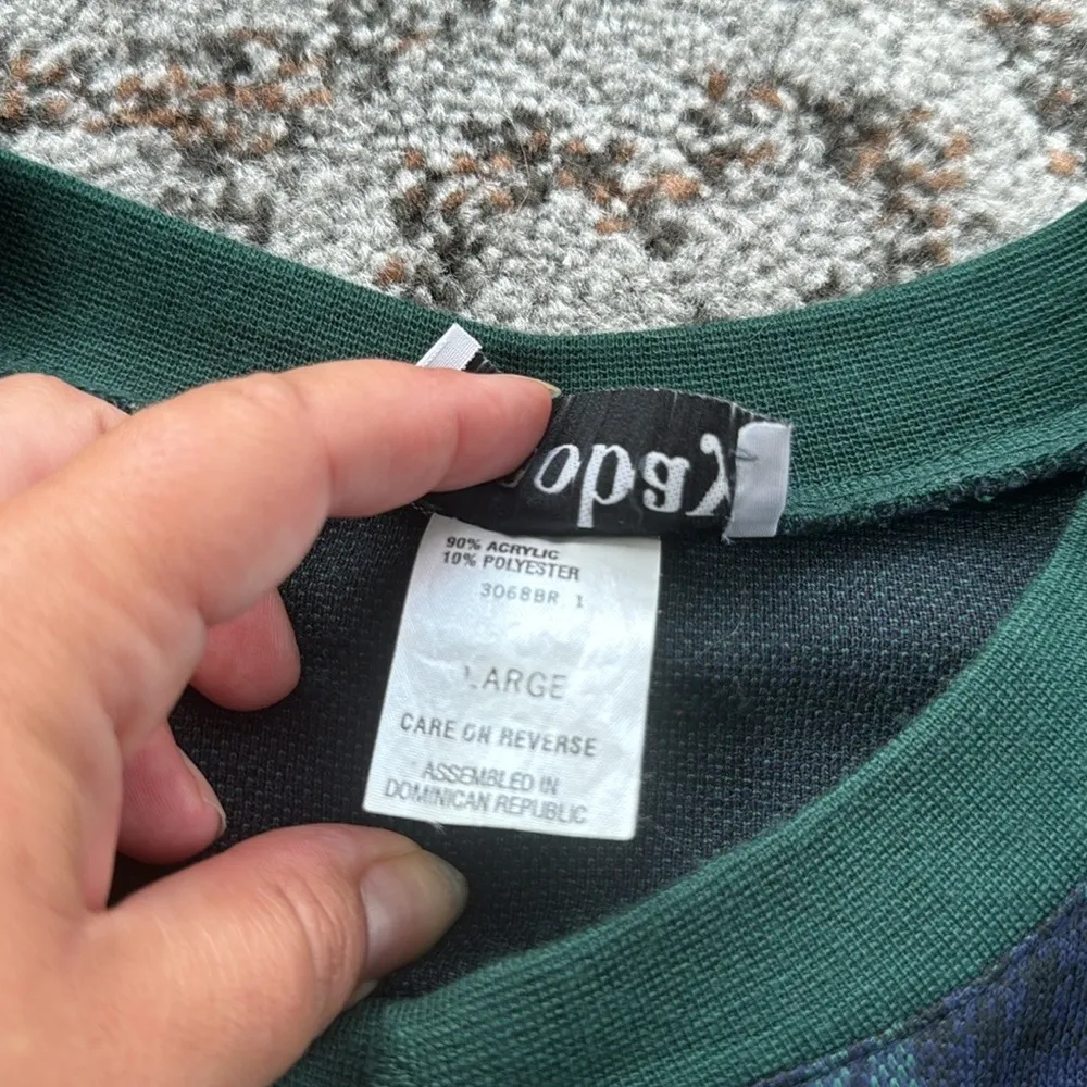 Vintage Eccobar Two Piece Plaid Top & Pants Loungewear Set Green Large - Image 6