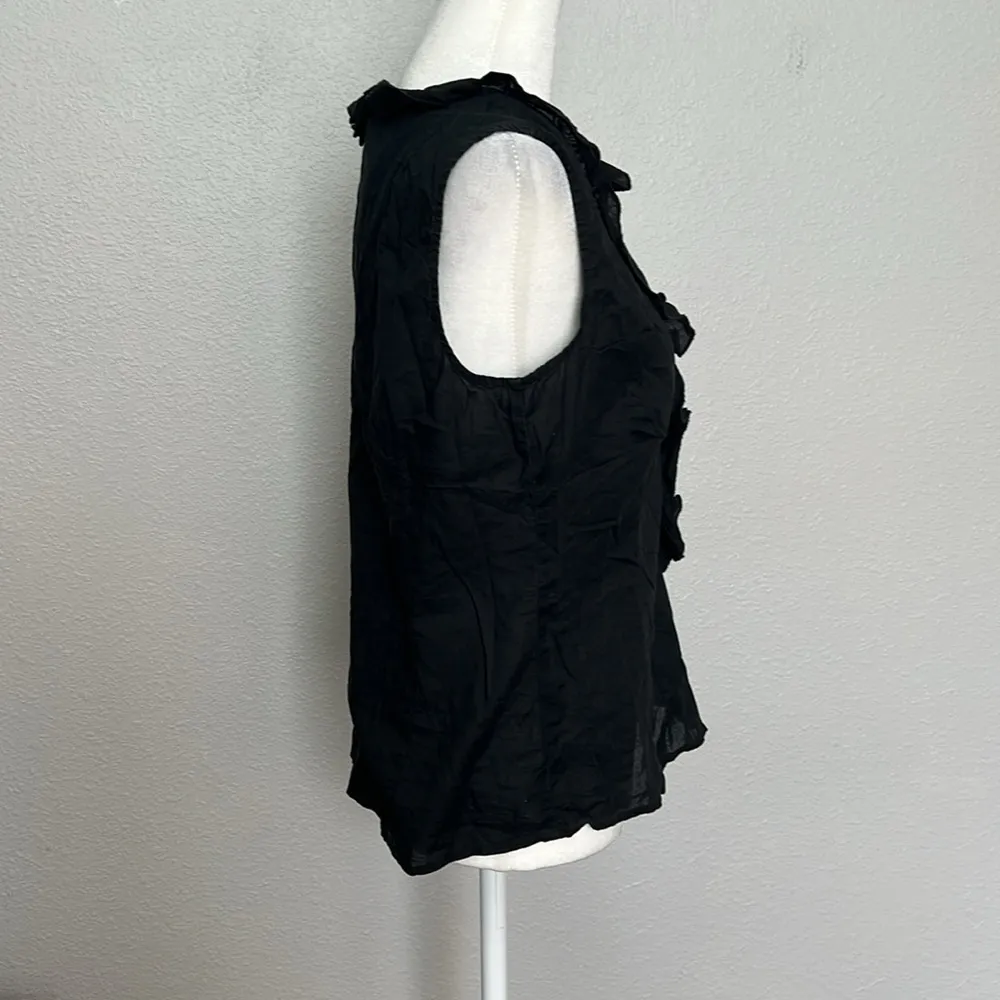 Esprit Ruffle VNeck Sleeveless Blouse Black Size M - Image 2