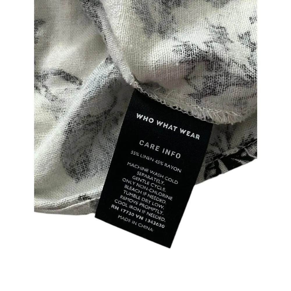 Who What Wear Ivory Floral Linen Shirt Women Top Size Small | 56-42 - Image 4