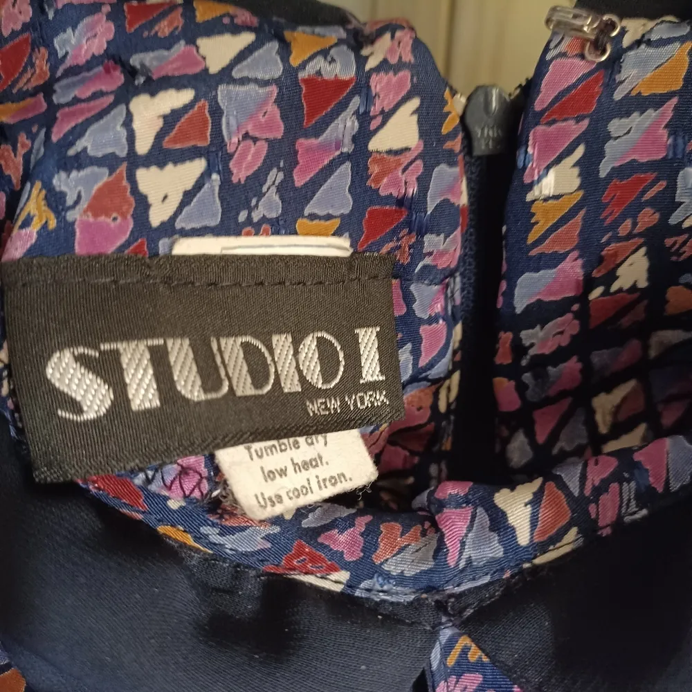 Studio 1 New York vintage groovy purple pink geometric fit & flare dress size 12 - Image 3