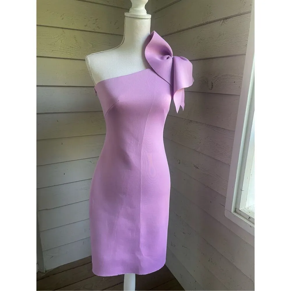 Eliza J One Shoulder Scuba Cocktail Dress Lilac Size 4 - Image 12
